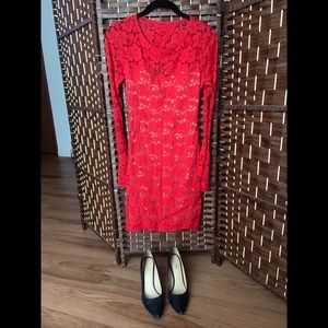 EXPRESS sexy red lace bodycon dress 💃🏼